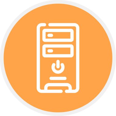 Pc Tower Satır Çemberi Basit Simge, Vektör Resimleri