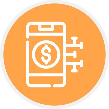 Dijital Para Çizgisi Çemberi Basit Simge, Vektör Resimleri