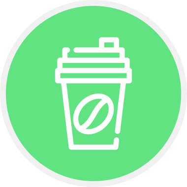 Kahve Hattı Çemberi Basit Simge, Vektör İllüstrasyonu