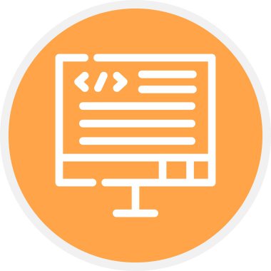 Kod Satırı Çemberi Basit Simge, Vektör İllüstrasyonu