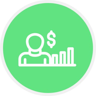 Broker Çizgisi Çemberi Basit Simge, Vektör İllüstrasyonu