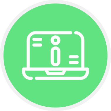 Laptop Satır Çemberi Basit Simge, Vektör İllüstrasyonu