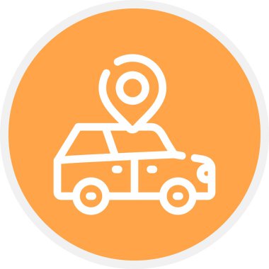 Araba Konumu Çizgisi Çemberi Basit Simge, Vektör Resimleri