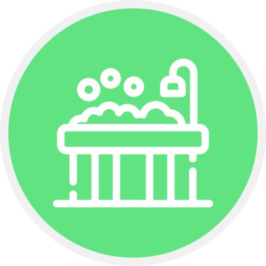 Küvet Hattının Çemberi Basit Simge, Vektör İllüstrasyonu