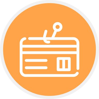 Phishing Kredi Kartı Çizgisi Çemberi Basit Simge, Vektör İllüstrasyonu