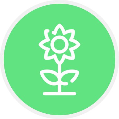 Ayçiçeği Çizgisi Çemberi Basit Simge, Vektör İllüstrasyonu