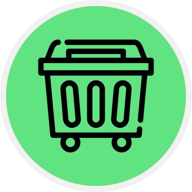 Çöp Kutusu Satırı Çemberi Basit Simge, Vektör İllüstrasyonu