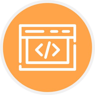 Kodlama Satırı Çemberi Basit Simge, Vektör İllüstrasyonu