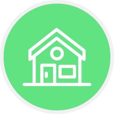 Ev Satırı Çemberi Basit Simge, Vektör İllüstrasyonu