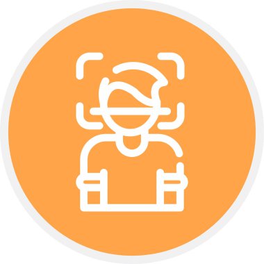 Yüz Tarayıcı Satırı Çemberi Basit Simge, Vektör Resimleri