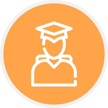 Öğrenci Satırı Çemberi Basit Simge, Vektör İllüstrasyonu