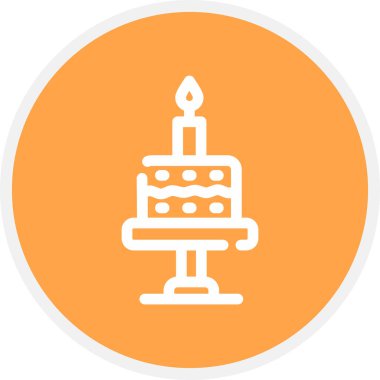 Doğum günü Pasta Hattı Çemberi Basit Simge, Vektör Resimleri