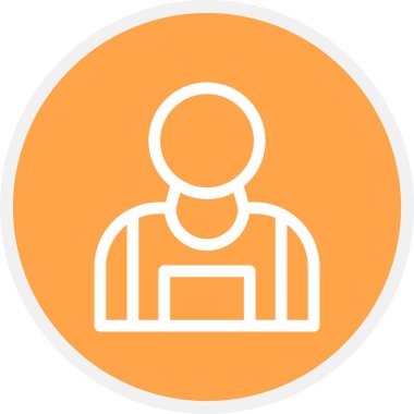 İşçi Satırı Çemberi Basit Simge, Vektör İllüstrasyonu