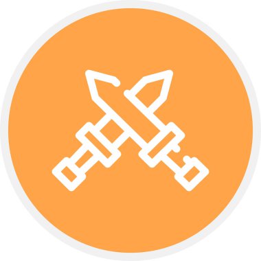 Kılıç Çizgisi Çemberi Basit Simge, Vektör İllüstrasyonu