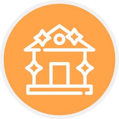 Temiz Ev Çizgisi Çemberi Basit Simge, Vektör İllüstrasyonu