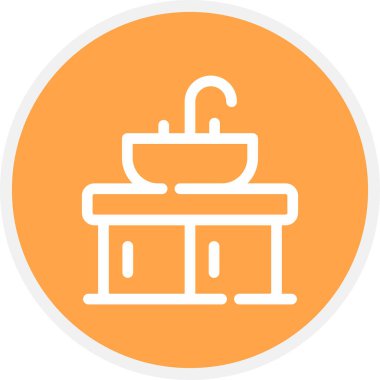 Sink Line Circle Basit Simge, Vektör İllüstrasyonu