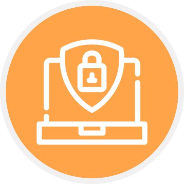 Siber Güvenlik Hattı Çemberi Basit Simge, Vektör Resimleri