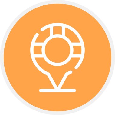 Konum Çizgisi Çemberi Basit Simge, Vektör İllüstrasyonu