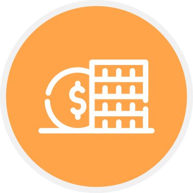 Bozuk Para Çizgisi Çemberi Basit Simge, Vektör İllüstrasyonu