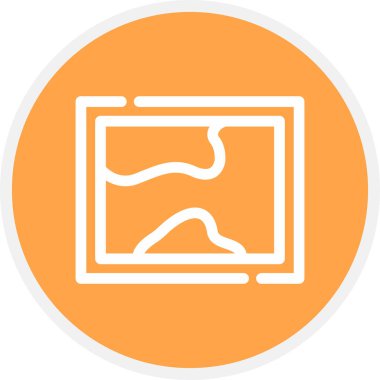 Harita Satırı Çemberi Basit Simge, Vektör İllüstrasyonu