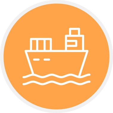 Kargo Gemisi Çizgisi Çemberi Basit Simge, Vektör Resimleri