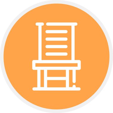 Sandalye Çizgisi Çemberi Basit Simge, Vektör İllüstrasyonu