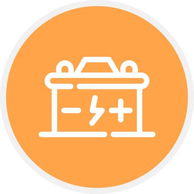 Batarya Hattı Çemberi Basit Simge, Vektör İllüstrasyonu