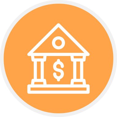 Banka Çizgisi Çemberi Basit Simge, Vektör İllüstrasyonu