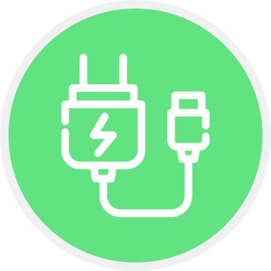 Şarj Hattı Çemberi Basit Simge, Vektör İllüstrasyonu