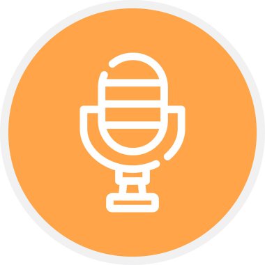 Mikrofon Hattı Çemberi Basit Simge, Vektör Resimleri