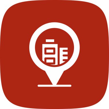 Otel Konumu Basit Simge, Vektör İllüstrasyonu