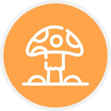 Mantar Çizgisi Çemberi Basit Simge, Vektör İllüstrasyonu