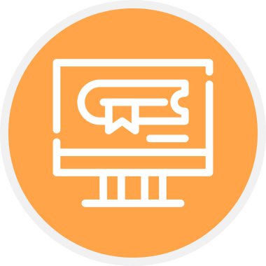 Çevrimiçi Eğitim Çizgisi Çemberi Basit Simge, Vektör İllüstrasyonu