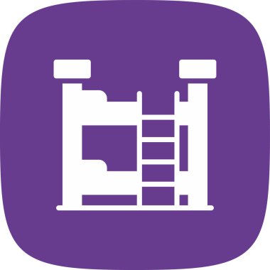 Bunk Yatak Basit Simgesi, Vektör İllüstrasyonu