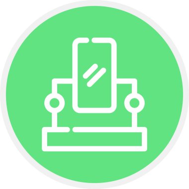 Ayna Çizgisi Çemberi Basit Simge, Vektör İllüstrasyonu