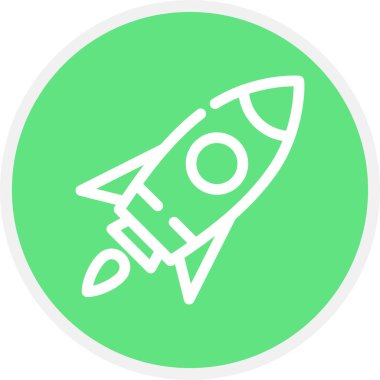 Roket Gemisi Hat Çemberi Basit Simge, Vektör Resimleri