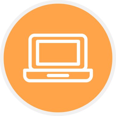 Laptop Satır Çemberi Basit Simge, Vektör İllüstrasyonu