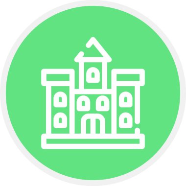 Castle Line Çemberi Basit Simge, Vektör İllüstrasyonu