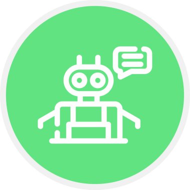 Chatbot Çizgisi Çemberi Basit Simge, Vektör İllüstrasyonu