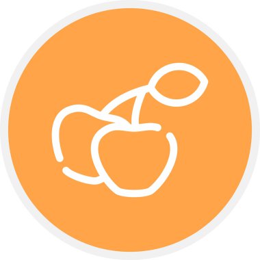 Kiraz Çizgisi Çemberi Basit Simge, Vektör İllüstrasyonu