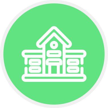 Okul Satırı Çemberi Basit Simge, Vektör İllüstrasyonu