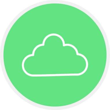 Bulut Çizgisi Çemberi Basit Simge, Vektör İllüstrasyonu