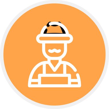 Çiftçi Çizgisi Çemberi Basit Simge, Vektör İllüstrasyonu