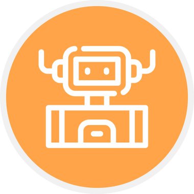 Endüstriyel Robot Çizgisi Çemberi Basit Simge, Vektör Resimleri