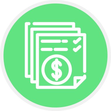 Bill Line Çemberi Basit Simge, Vektör İllüstrasyonu