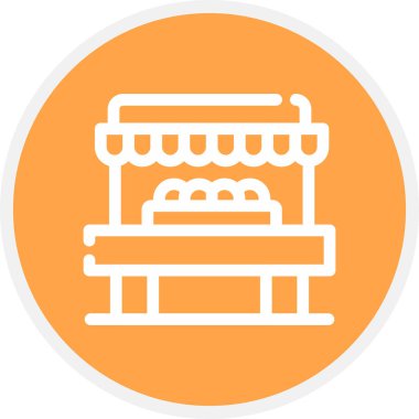 Çiftçi Pazarı Çizgisi Çemberi Basit Simge, Vektör Resimleri