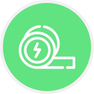 Elektrik Hattı Çemberi Basit Simge, Vektör İllüstrasyonu