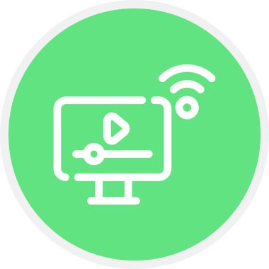 Akıllı Ortam Çizgisi Çemberi Basit Simge, Vektör İllüstrasyonu