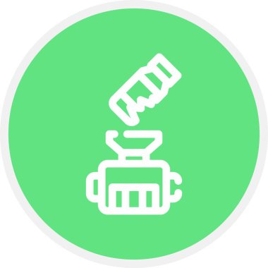 Ezici Çizgi Çemberi Basit Simge, Vektör İllüstrasyonu