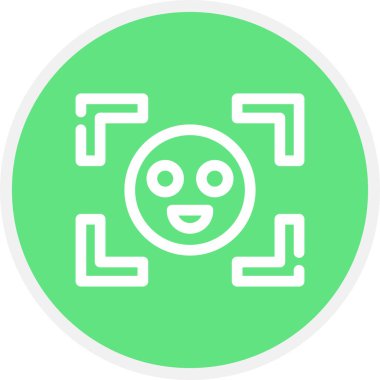 Yüz Tespit Çizgisi Çemberi Basit Simge, Vektör Resimleri